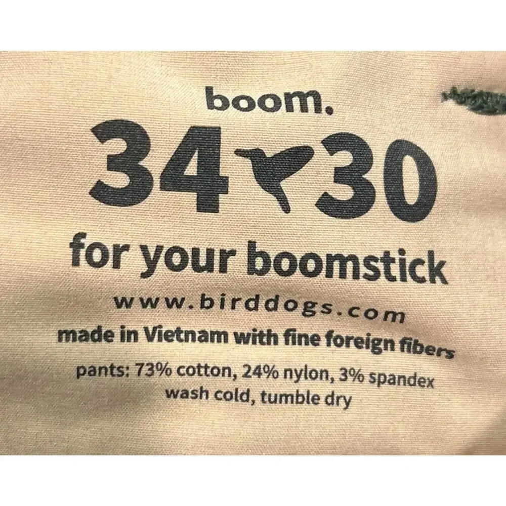 Men’s BIRDDOGS Olive Green Boom For Your Broomstick Pants 34x30 *A2